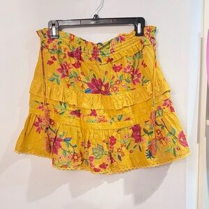 FARM Rio Yellow Floral Skirt